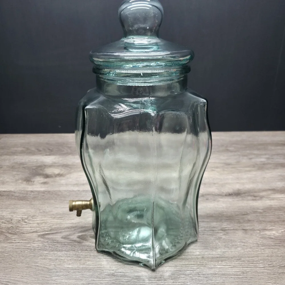 Antique Glass Pitcher Dispenser W/Brass Spout - 15